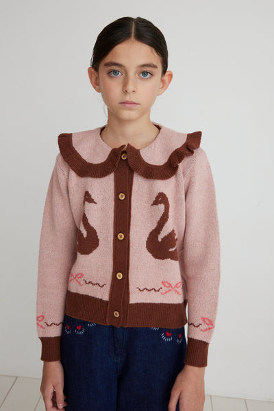 【Bebe Organic】Harriet Cardigan Dusty Pink Swans カーディガン 2Y,3Y,4Y（Sub Image-2） | Coucoubebe/ククベベ