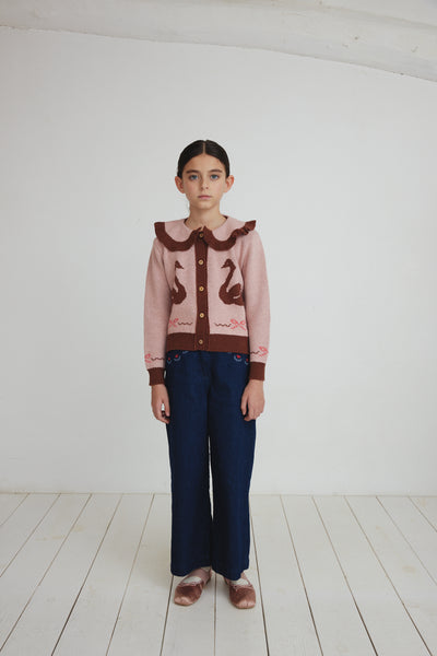 【Bebe Organic】Harriet Cardigan Dusty Pink Swans カーディガン 2Y,3Y,4Y（Sub Image-4） | Coucoubebe/ククベベ
