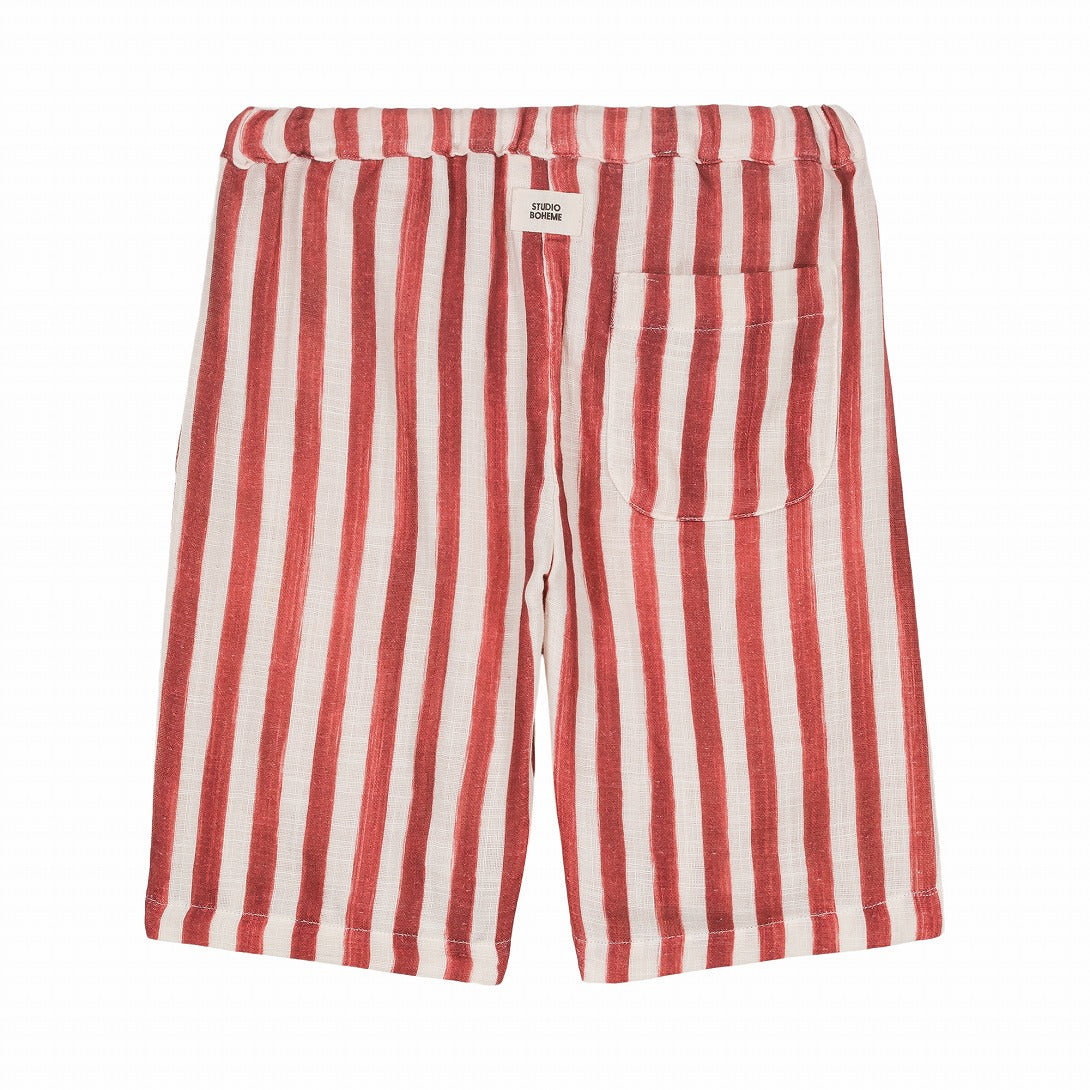 【STUDIO BOHEME】【予約】　BERMUDA BASILE STRIPES BRICK-RED ショートパンツ 12m,18m,24m,36m  | Coucoubebe/ククベベ