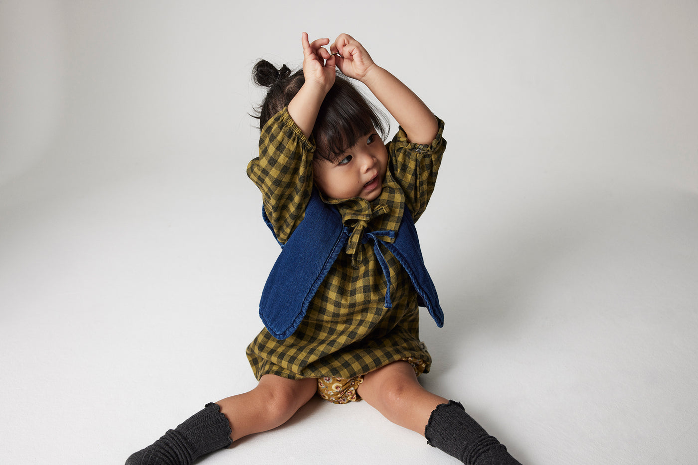 【COZMO】Gingham baby dress Green ワンピース 12m,18m,24m  | Coucoubebe/ククベベ