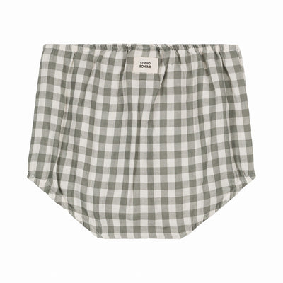 【STUDIO BOHEME】BLOOMERS AMI GINGHAM GREY GREEN ブルマ 6m,12m,18m,24m（Sub Image-2） | Coucoubebe/ククベベ