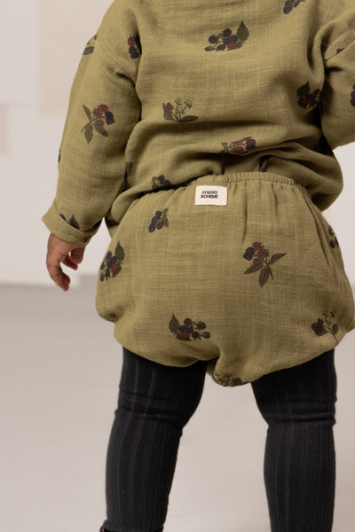 【STUDIO BOHEME】【9月上旬発送】AMI BLOOMER GREEN ALOE/BLACKBERRIES ブルマ 6m,12m,18m（Sub Image-3） | Coucoubebe/ククベベ