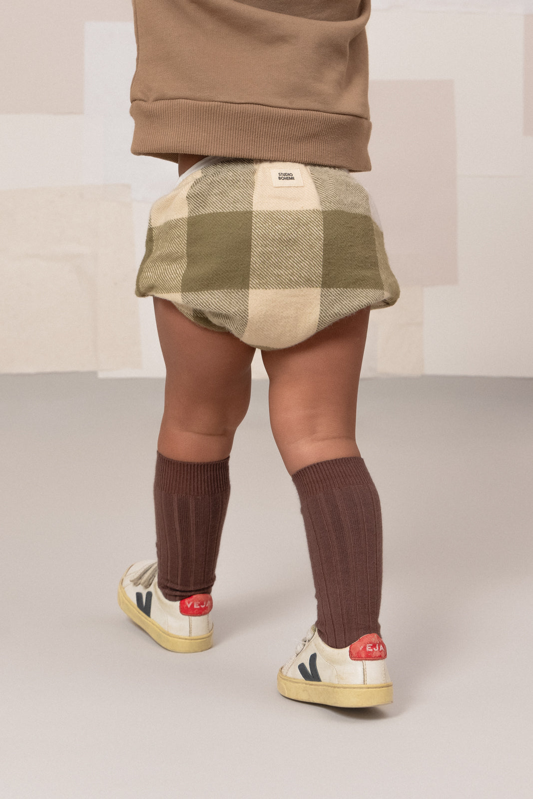 【STUDIO BOHEME】【9月上旬発送】AMI BLOOMER KAKI GINGHAM ブルマ 6m,12m,18m  | Coucoubebe/ククベベ