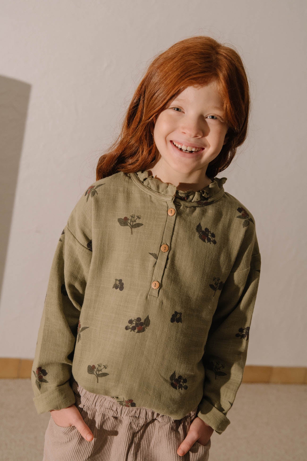 【STUDIO BOHEME】【9月上旬発送】OLYMPE BLOUSE GREEN ALOE/BLACKBERRIES ブラウス 12m,18m,24m,36m,4y  | Coucoubebe/ククベベ