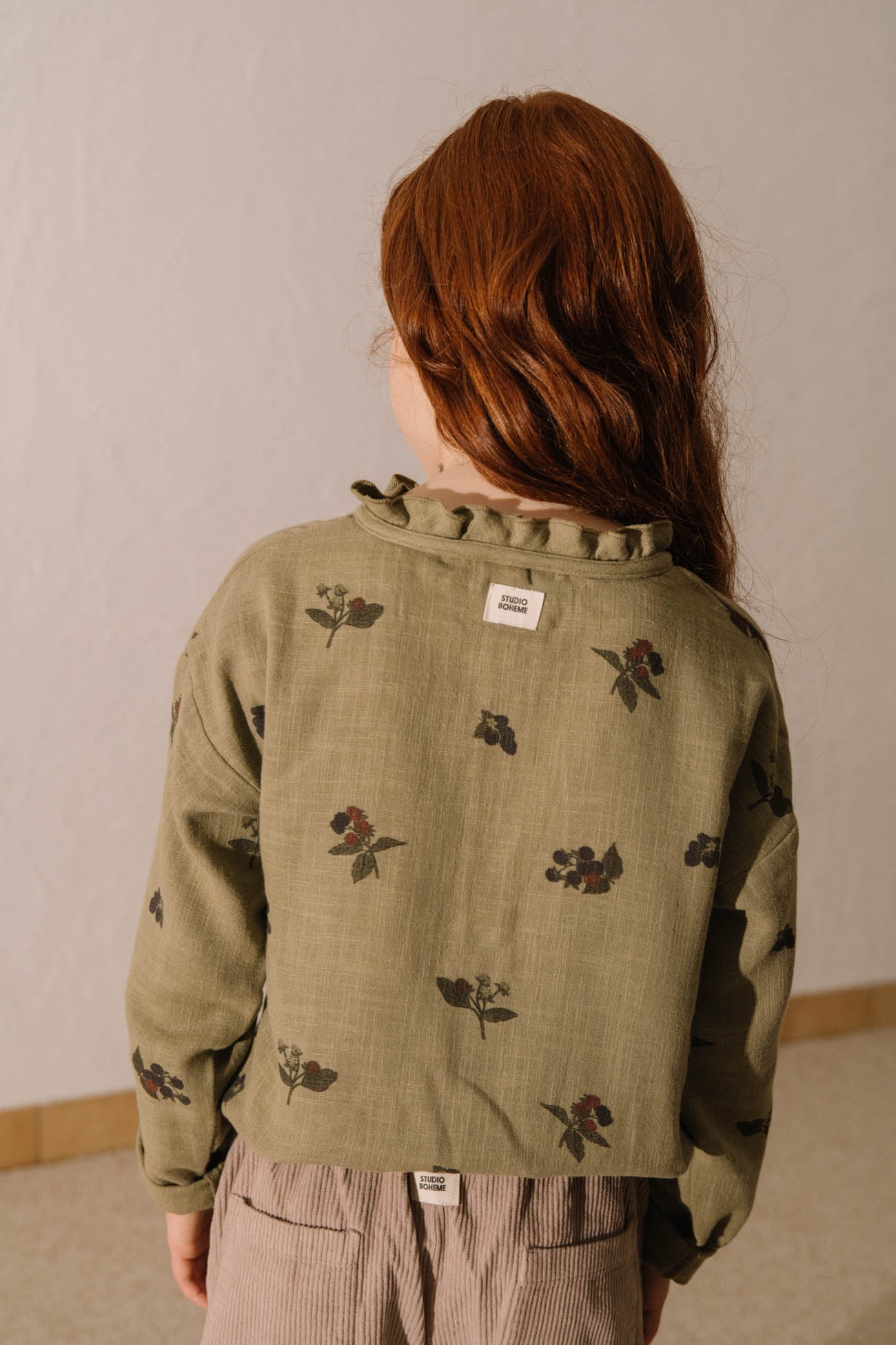 【STUDIO BOHEME】【9月上旬発送】OLYMPE BLOUSE GREEN ALOE/BLACKBERRIES ブラウス 12m,18m,24m,36m,4y  | Coucoubebe/ククベベ