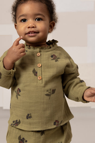 【STUDIO BOHEME】【9月上旬発送】OLYMPE BLOUSE GREEN ALOE/BLACKBERRIES ブラウス 12m,18m,24m,36m,4y（Sub Image-3） | Coucoubebe/ククベベ