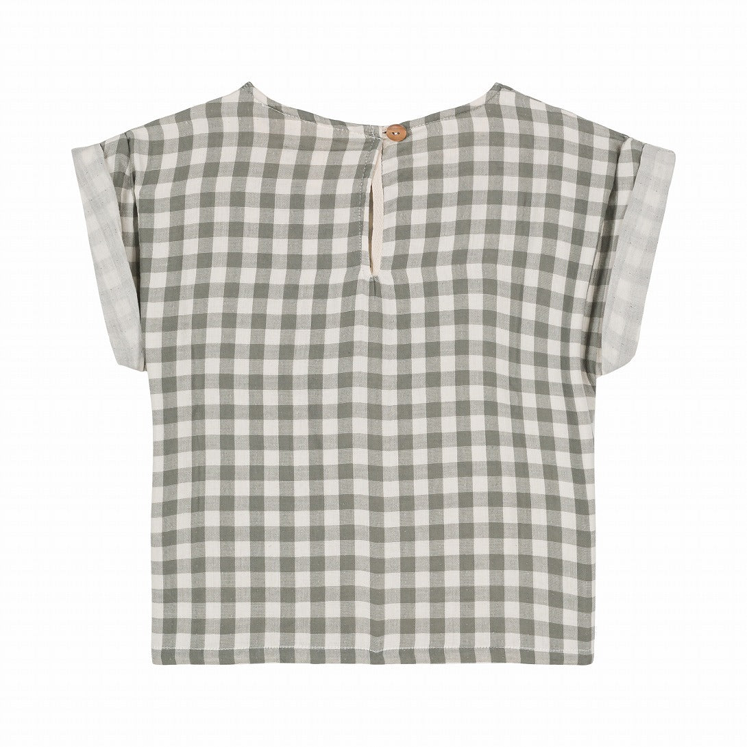 【STUDIO BOHEME】【予約】BLOUSE PRASLIN  GINGHAM GREY GREEN ブラウス 12m,18m,24m,36m  | Coucoubebe/ククベベ