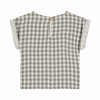 【STUDIO BOHEME】【予約】BLOUSE PRASLIN  GINGHAM GREY GREEN ブラウス 12m,18m,24m,36m（Sub Image-2） | Coucoubebe/ククベベ