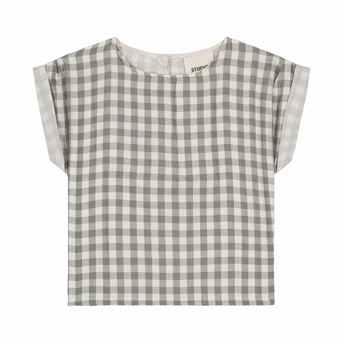 【STUDIO BOHEME】【予約】BLOUSE PRASLIN  GINGHAM GREY GREEN ブラウス 12m,18m,24m,36m  | Coucoubebe/ククベベ