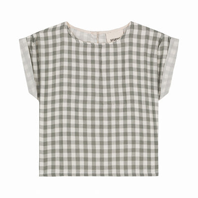 【STUDIO BOHEME】【予約】BLOUSE PRASLIN  GINGHAM GREY GREEN ブラウス 12m,18m,24m,36m（Sub Image-1） | Coucoubebe/ククベベ