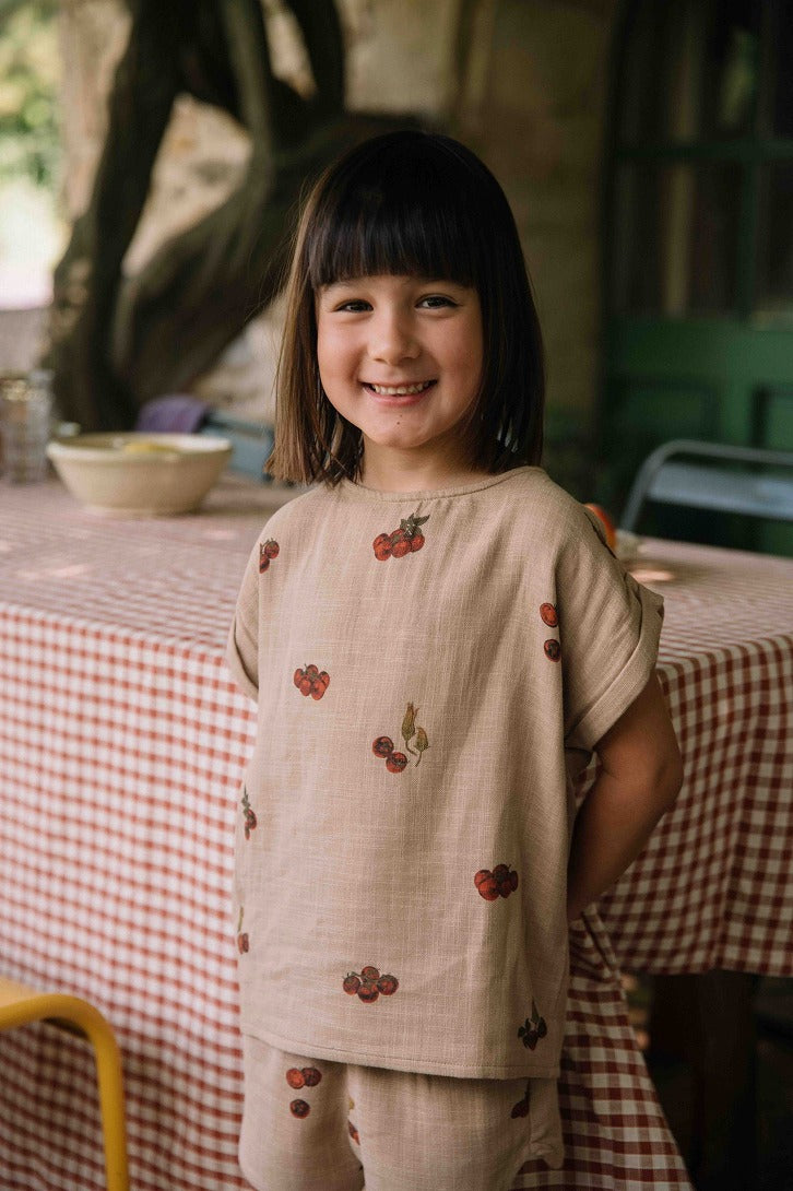 【STUDIO BOHEME】【予約】BLOUSE PRASLIN NOUGAT TOMATO ブラウス 12m,18m,24m,36m,4y,6y  | Coucoubebe/ククベベ