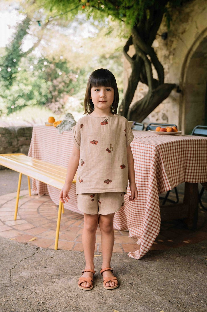 【STUDIO BOHEME】【予約】　SHORTS GEORGETTE NOUGAT TOMATO ショートパンツ 18m,24m,36m,4y  | Coucoubebe/ククベベ