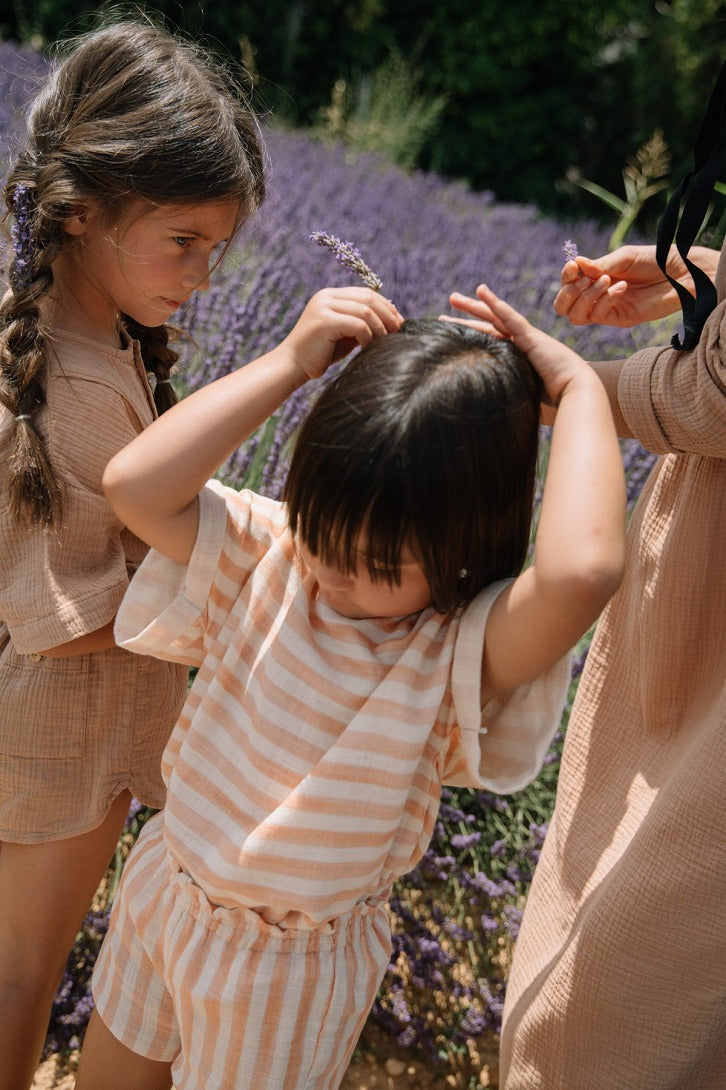 【STUDIO BOHEME】【40%OFF】SHORTS GEORGETTE NUDE STRIPES ショートパンツ 36m,4y  | Coucoubebe/ククベベ