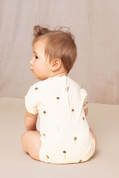 【STUDIO BOHEME】BODYSUIT BAMA ECRU ICECREAM ロンパース 6m,12m,18m（Sub Image-4） | Coucoubebe/ククベベ