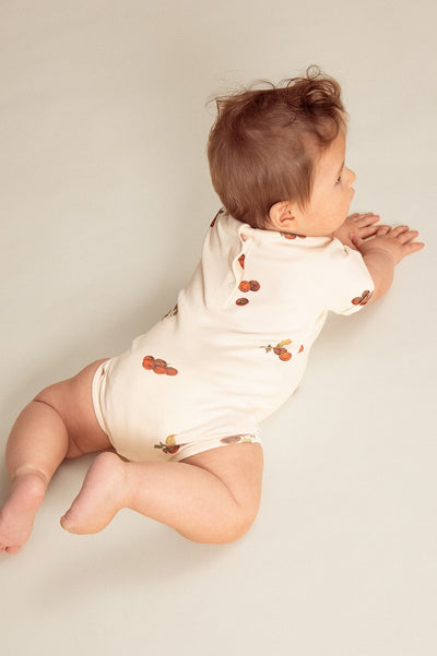 【STUDIO BOHEME】BODYSUIT BAMA ECRU TOMATO ロンパース 6m,12m,18m（Sub Image-4） | Coucoubebe/ククベベ