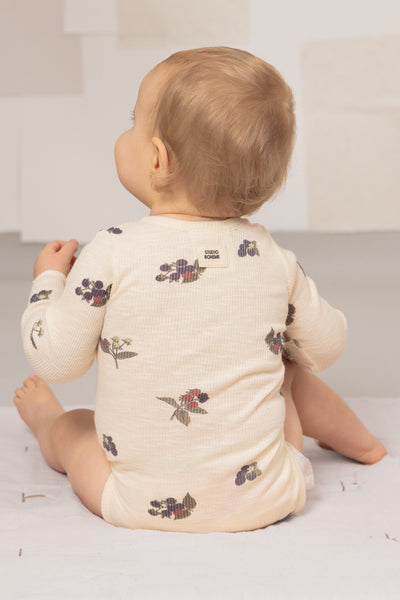 【STUDIO BOHEME】【9月上旬発送】HOHO BODYSUIT ECRU/BLACKBERRIES ロンパース 3m,6m（Sub Image-4） | Coucoubebe/ククベベ