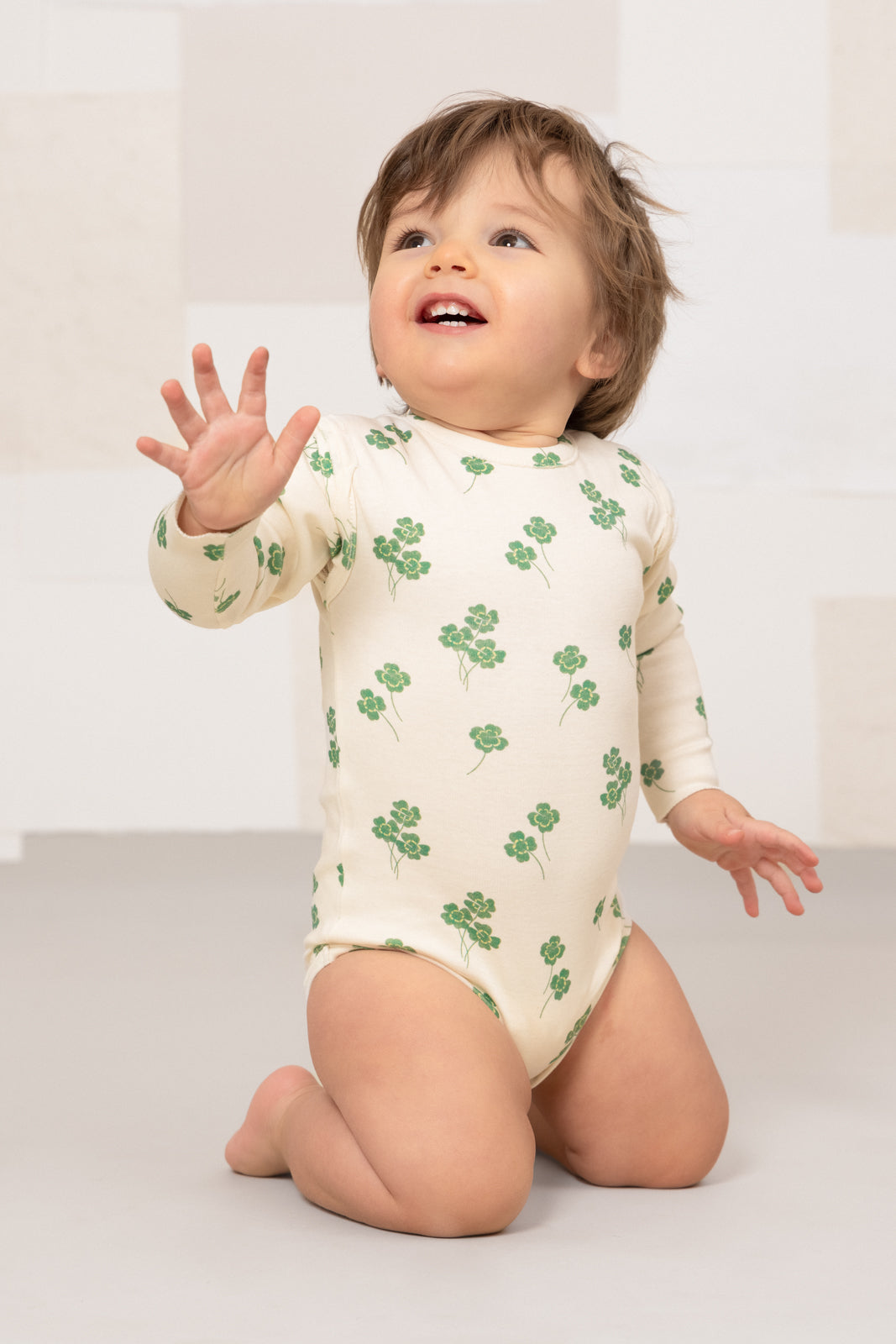【STUDIO BOHEME】【9月上旬発送】LALA BODYSUIT GREY/CLOVERS ロンパース 6m,12m  | Coucoubebe/ククベベ