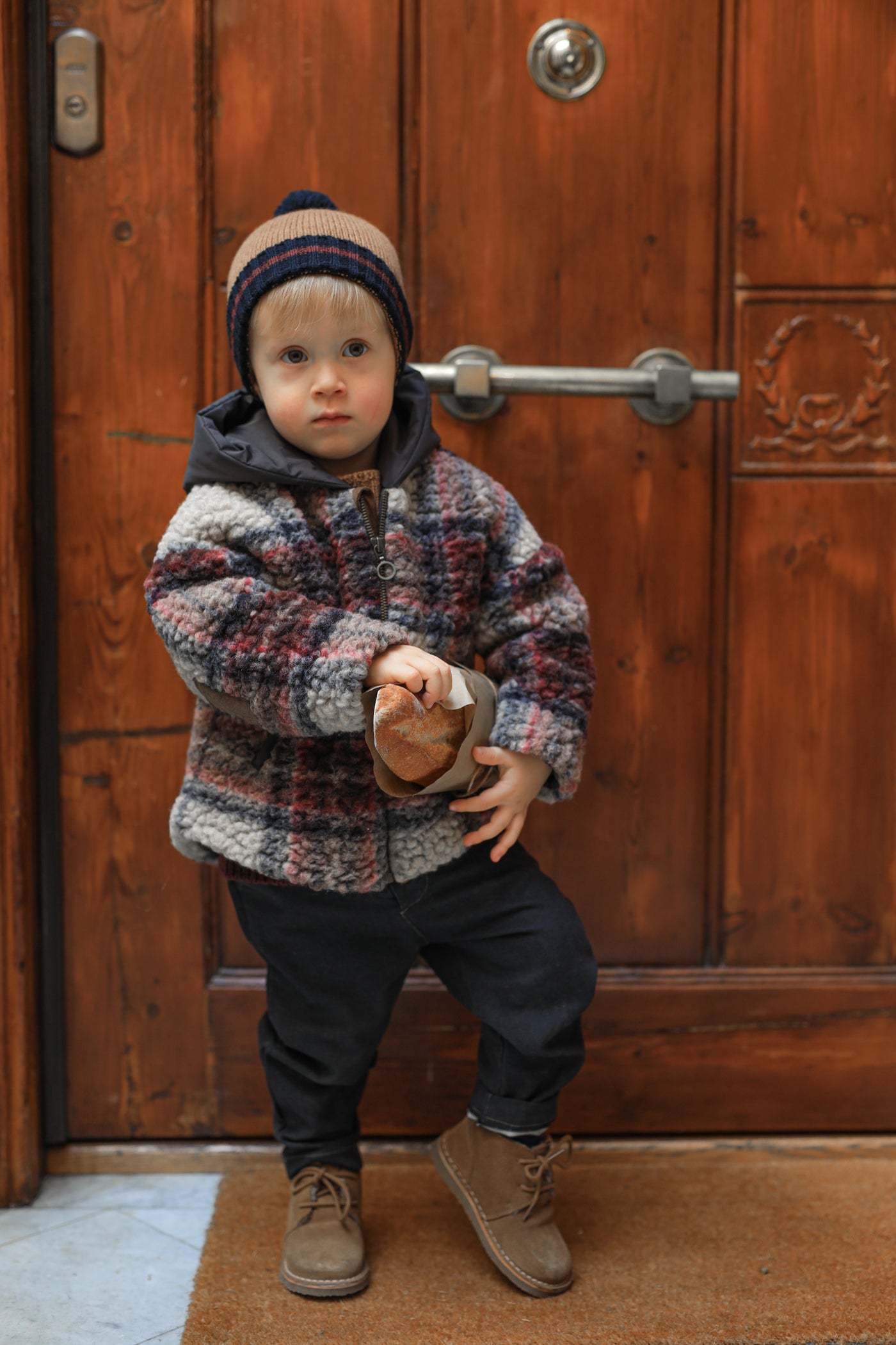 【1＋in the family】BRIAN college beanie castagna 帽子 T2,T3,T4  | Coucoubebe/ククベベ