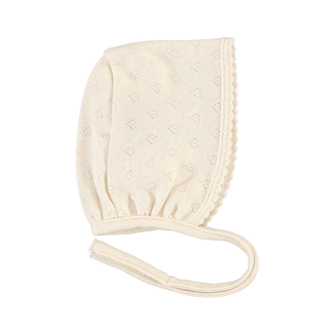 【Bebe Organic】Bebe Heart Bonnet Natural Heart Pointelle 帽子 3m,6m,9m  | Coucoubebe/ククベベ
