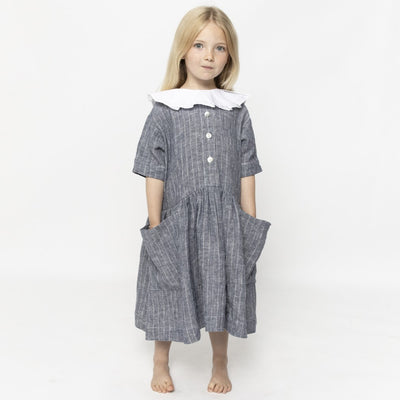 【AS WE GROW】Pocket dress Pinstriped denim ワンピース 6-18m,18-36m,3-5y（Sub Image-5） | Coucoubebe/ククベベ