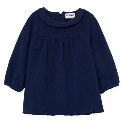 【COZMO】Soft knit baby dress Navy ワンピース 18m,24m,36m（Sub Image-1） | Coucoubebe/ククベベ