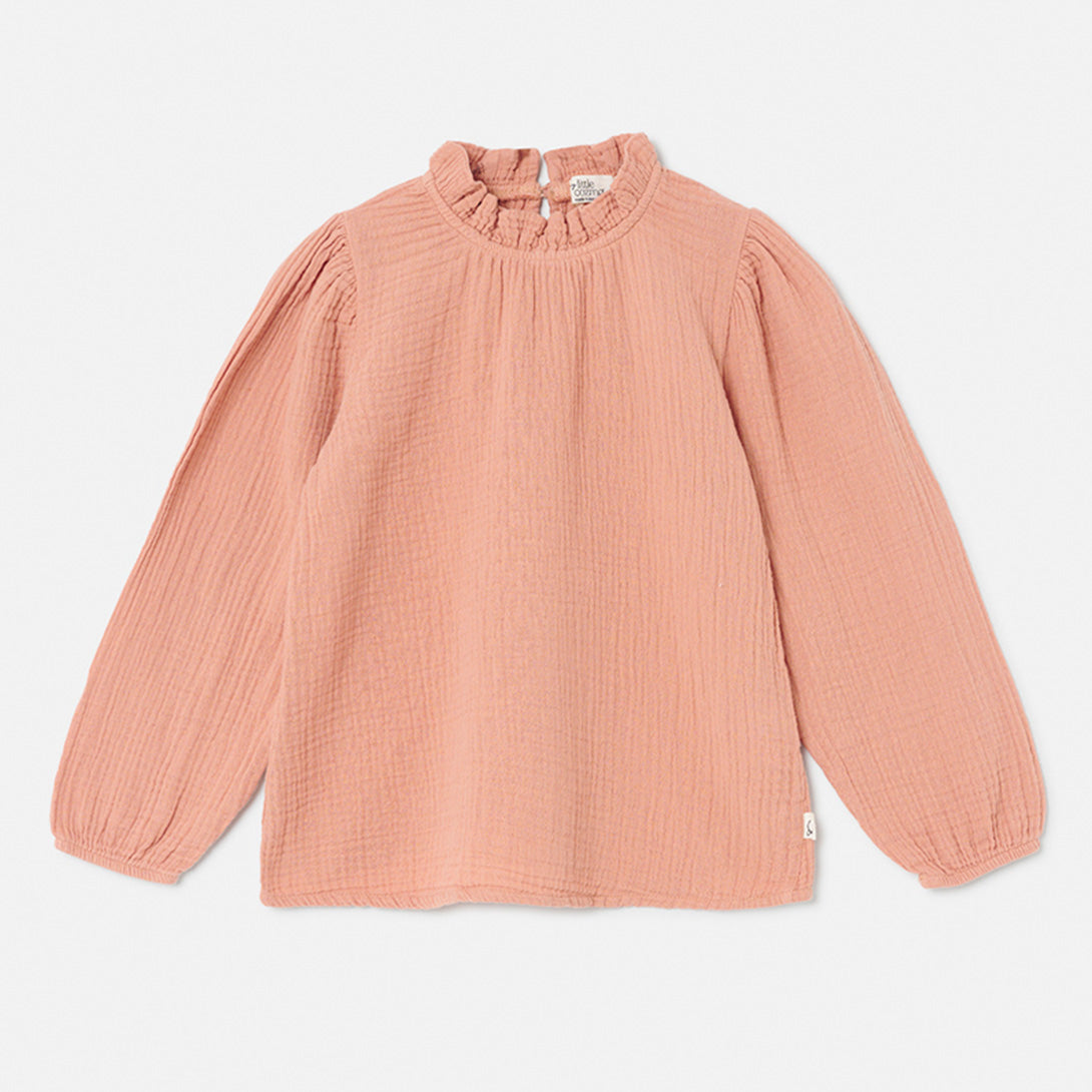 【my little cozmo】【40%OFF】Soft gauze blouse Pink 長袖ブラウス 2Y,4Y,6Y  | Coucoubebe/ククベベ