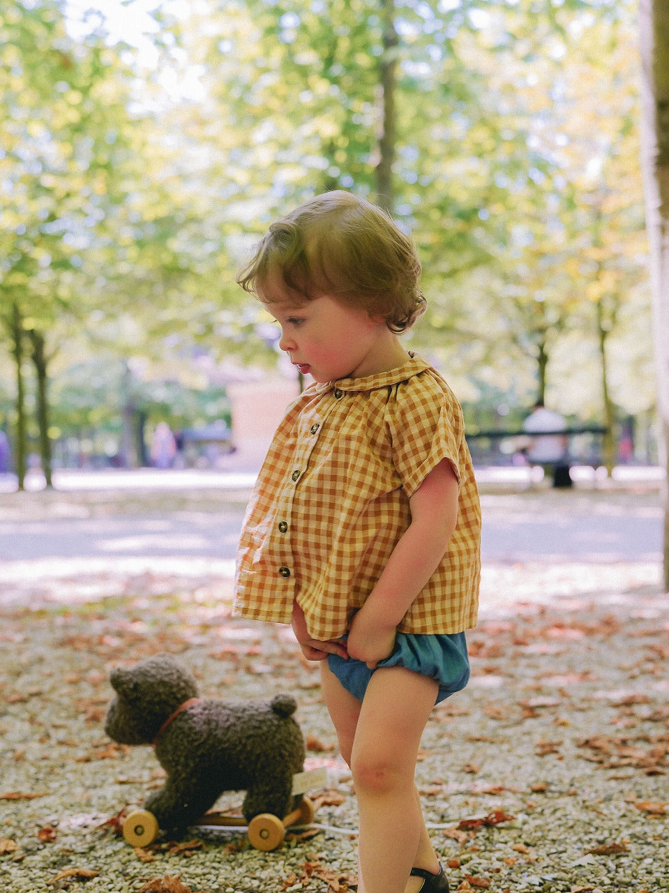 【LOIR Paris】SHIRT CEZANNE Caramel gingham tiles 半袖シャツ 12m,18m,24m,36m  | Coucoubebe/ククベベ