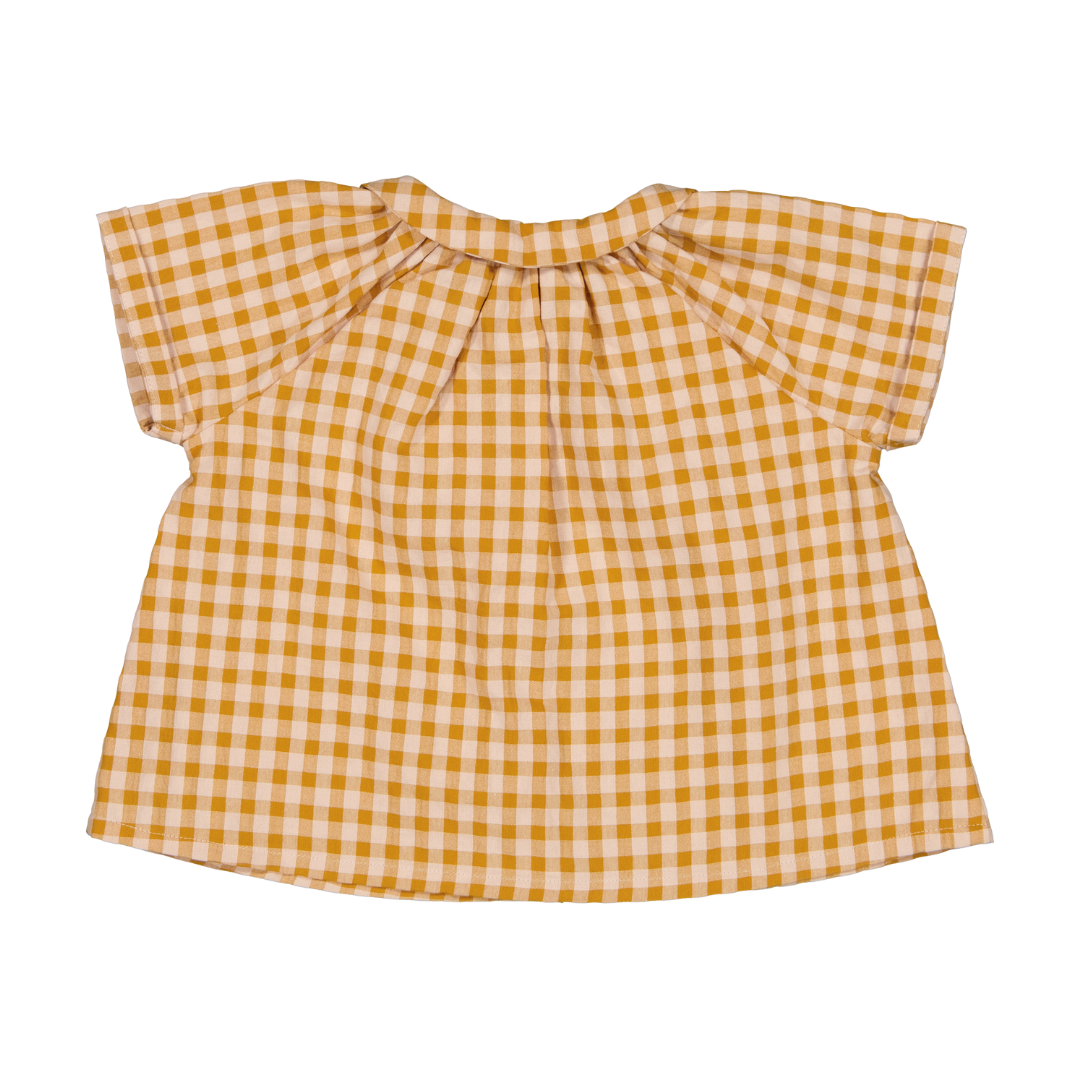 【LOIR Paris】SHIRT CEZANNE Caramel gingham tiles 半袖シャツ 12m,18m,24m,36m  | Coucoubebe/ククベベ