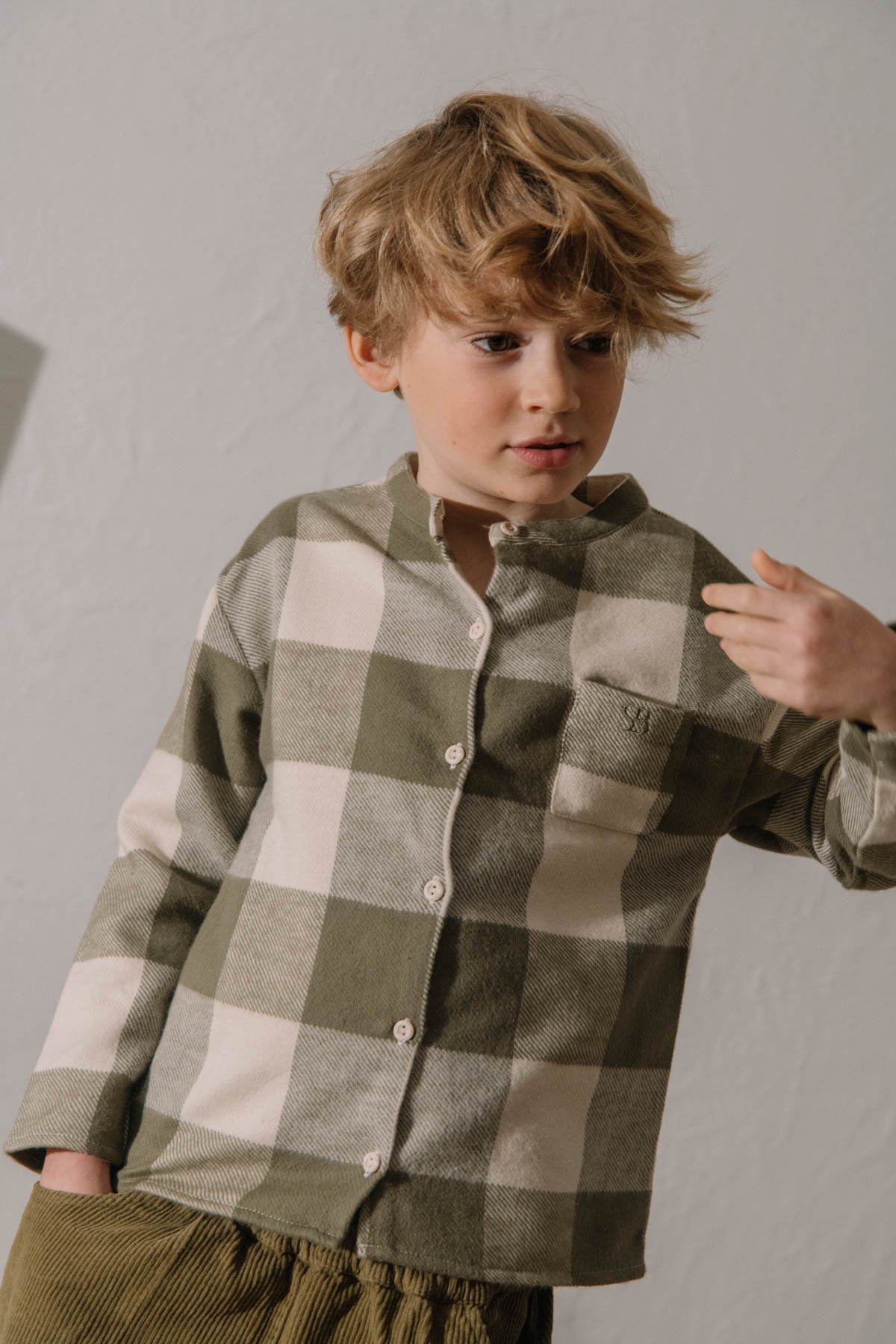 【STUDIO BOHEME】JIM SHIRT KAKI GINGHAM シャツ 12m,18m,24m,36m,4y  | Coucoubebe/ククベベ
