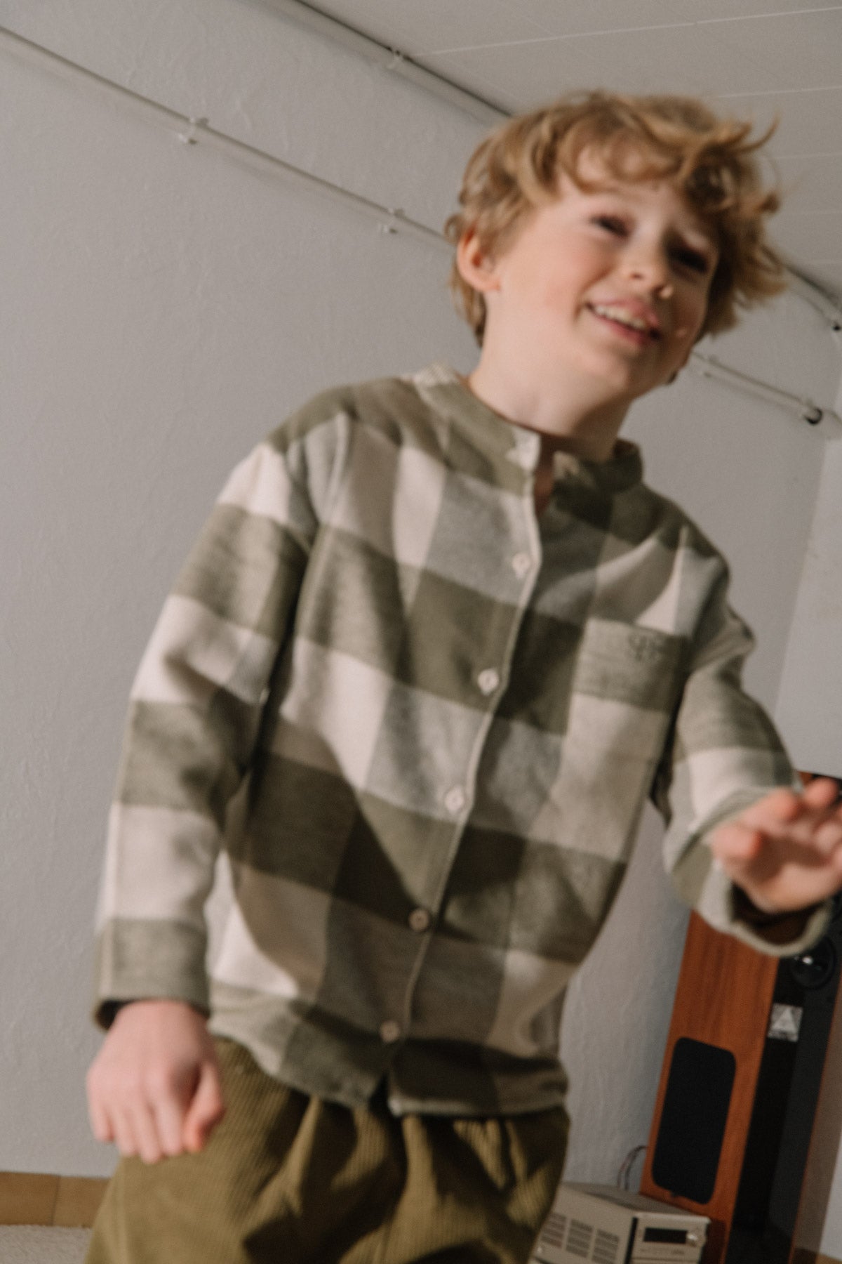 【STUDIO BOHEME】JIM SHIRT KAKI GINGHAM シャツ 12m,18m,24m,36m,4y  | Coucoubebe/ククベベ