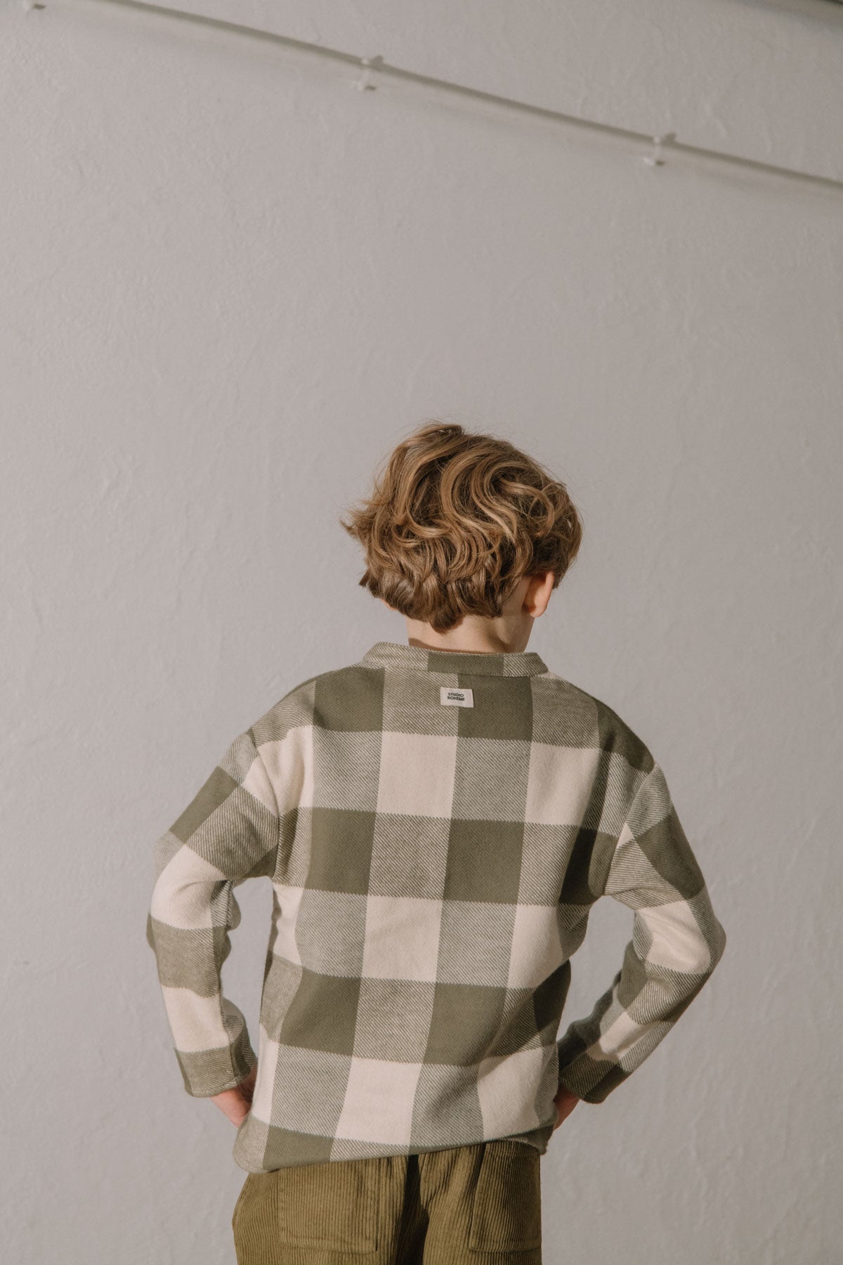 【STUDIO BOHEME】JIM SHIRT KAKI GINGHAM シャツ 12m,18m,24m,36m,4y  | Coucoubebe/ククベベ