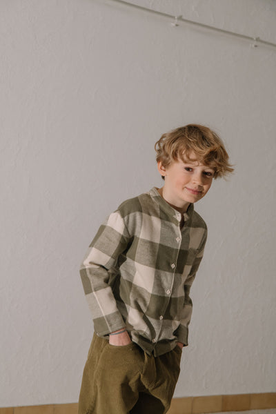 【STUDIO BOHEME】JIM SHIRT KAKI GINGHAM シャツ 12m,18m,24m,36m,4y（Sub Image-6） | Coucoubebe/ククベベ