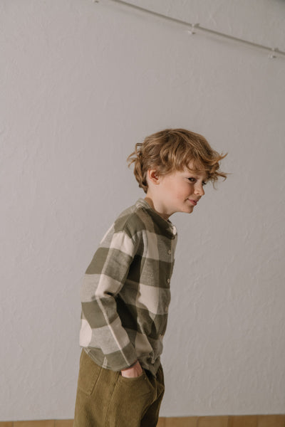 【STUDIO BOHEME】JIM SHIRT KAKI GINGHAM シャツ 12m,18m,24m,36m,4y（Sub Image-7） | Coucoubebe/ククベベ