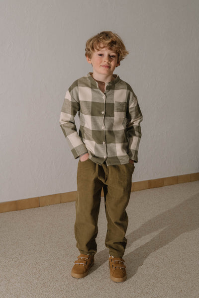 【STUDIO BOHEME】JIM SHIRT KAKI GINGHAM シャツ 12m,18m,24m,36m,4y（Sub Image-10） | Coucoubebe/ククベベ
