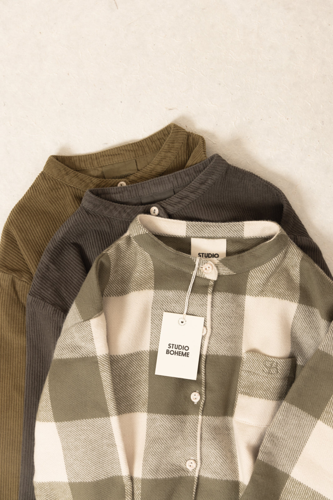 【STUDIO BOHEME】JIM SHIRT KAKI GINGHAM シャツ 12m,18m,24m,36m,4y  | Coucoubebe/ククベベ