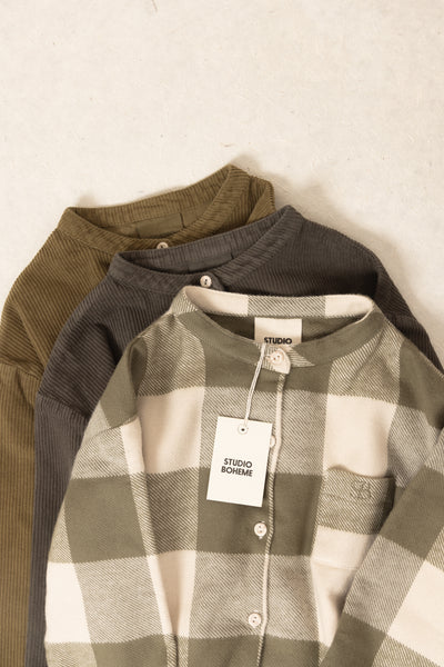 【STUDIO BOHEME】JIM SHIRT KAKI GINGHAM シャツ 12m,18m,24m,36m,4y（Sub Image-3） | Coucoubebe/ククベベ