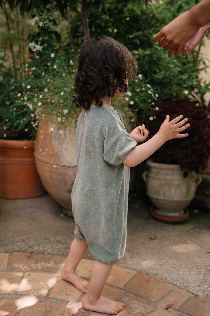 【STUDIO BOHEME】【予約】　ROMPER BEBECITO GREEN GREY ロンパース 6m,12m,18m  | Coucoubebe/ククベベ