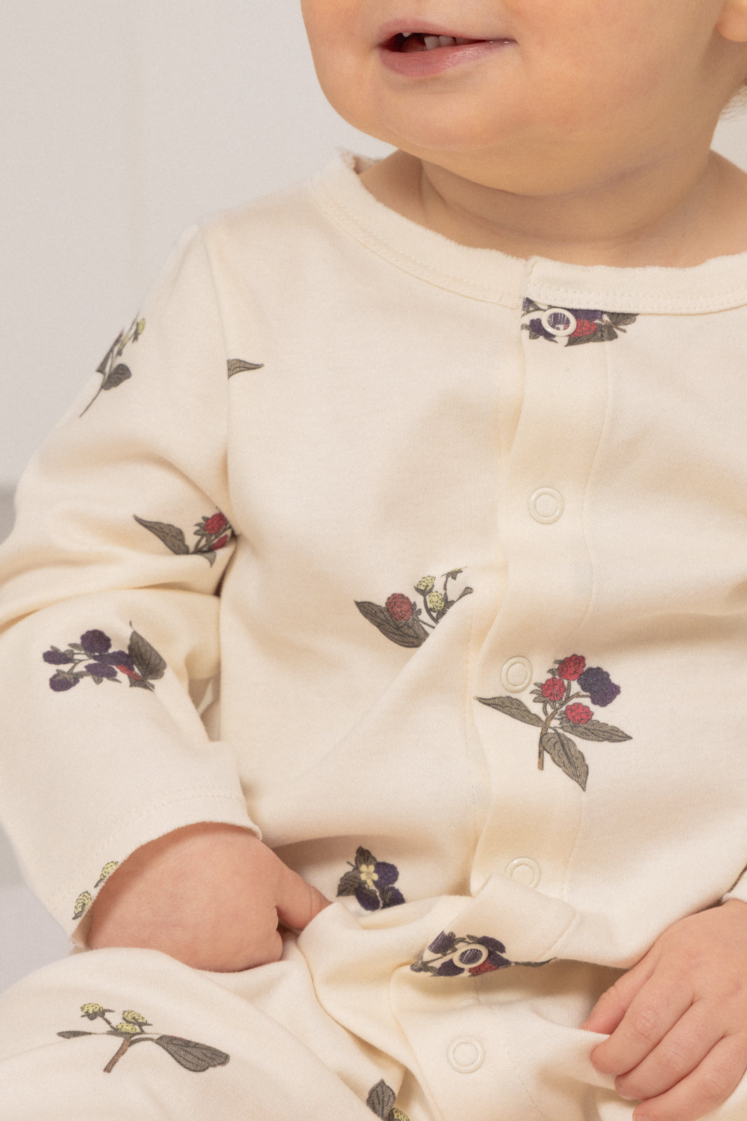 【STUDIO BOHEME】【9月上旬発送】BEN JUMPSUIT ECRU/BLACKBERRIES ロンパース 6m,12m,18m  | Coucoubebe/ククベベ