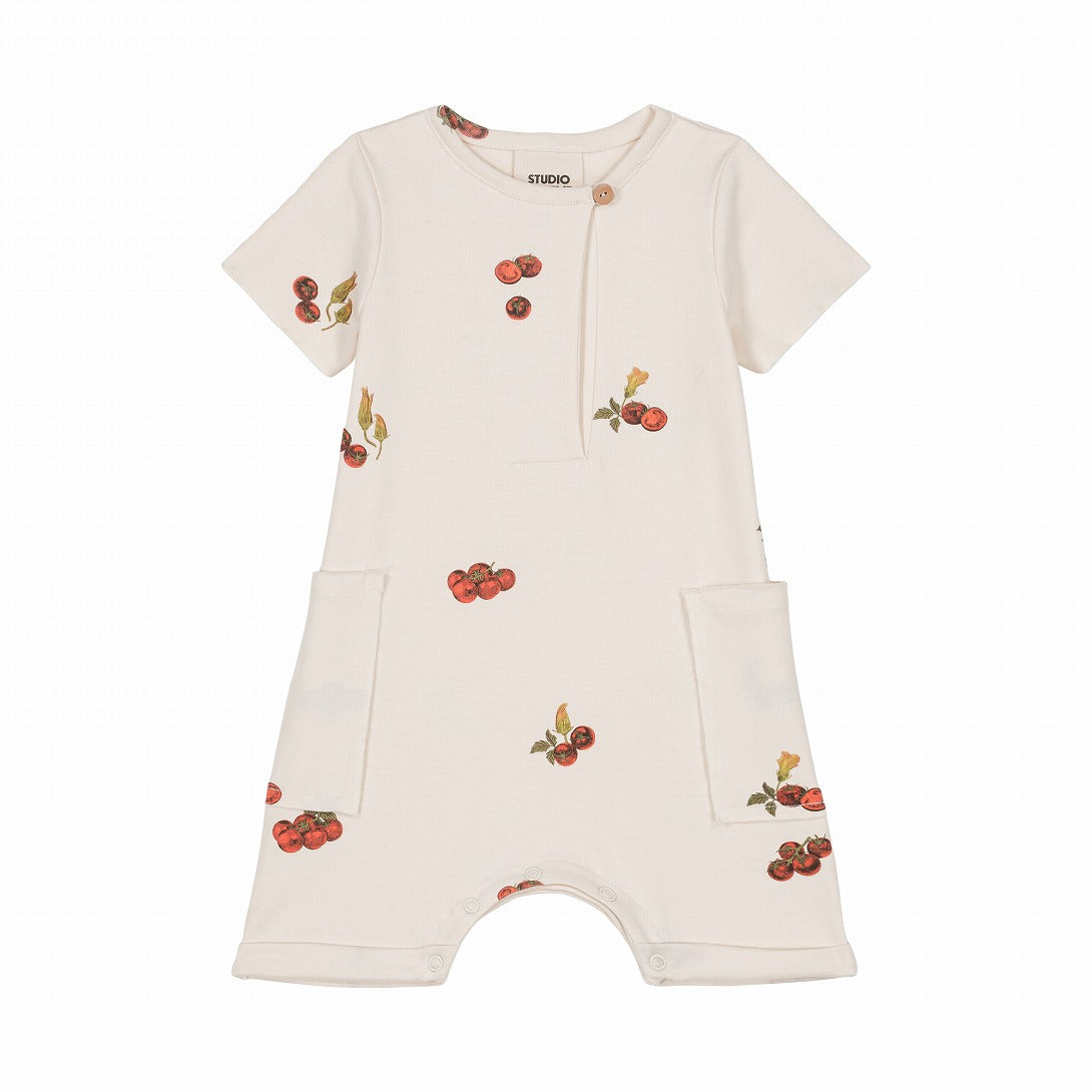 【STUDIO BOHEME】【予約】　JUMPSUIT AIMÉ ECRU TOMATO ロンパース 6m,12m,18m  | Coucoubebe/ククベベ