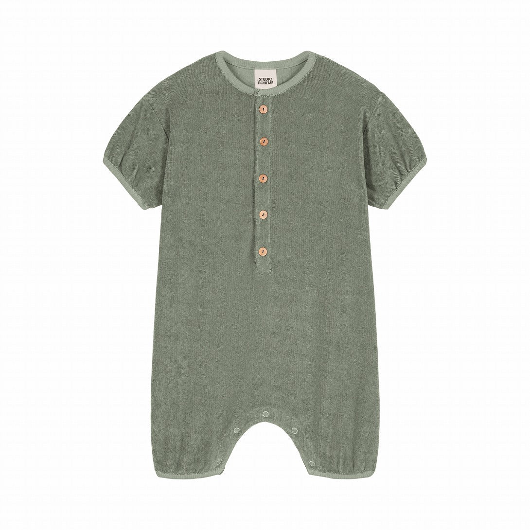 【STUDIO BOHEME】【予約】　ROMPER BEBECITO GREEN GREY ロンパース 6m,12m,18m  | Coucoubebe/ククベベ