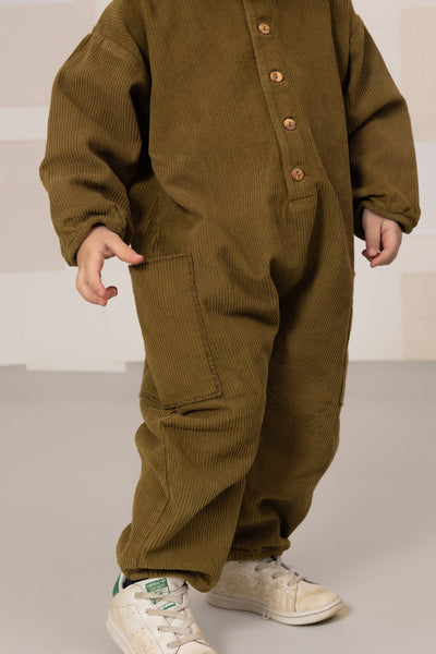 【STUDIO BOHEME】【9月上旬発送】BIG PAPI JUMPSUIT GREEN NUTRIA ロンパース 12m,18m,24m（Sub Image-3） | Coucoubebe/ククベベ