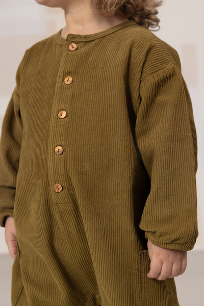 【STUDIO BOHEME】【9月上旬発送】BIG PAPI JUMPSUIT GREEN NUTRIA ロンパース 12m,18m,24m（Sub Image-4） | Coucoubebe/ククベベ