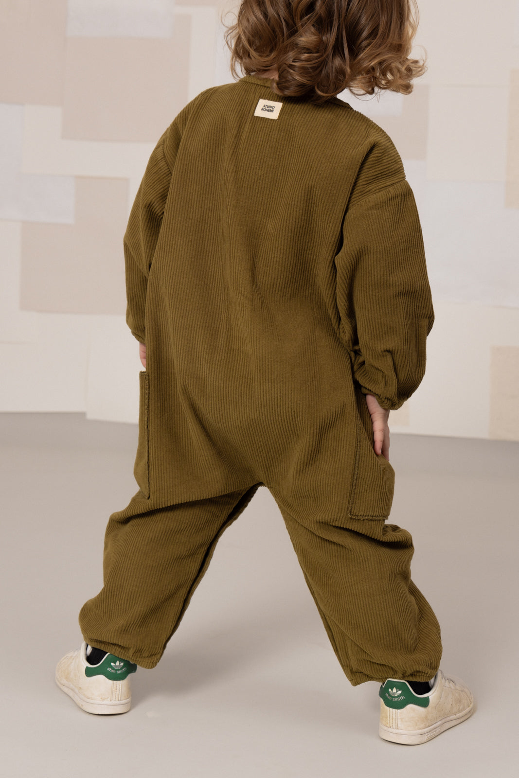 【STUDIO BOHEME】【9月上旬発送】BIG PAPI JUMPSUIT GREEN NUTRIA ロンパース 12m,18m,24m  | Coucoubebe/ククベベ