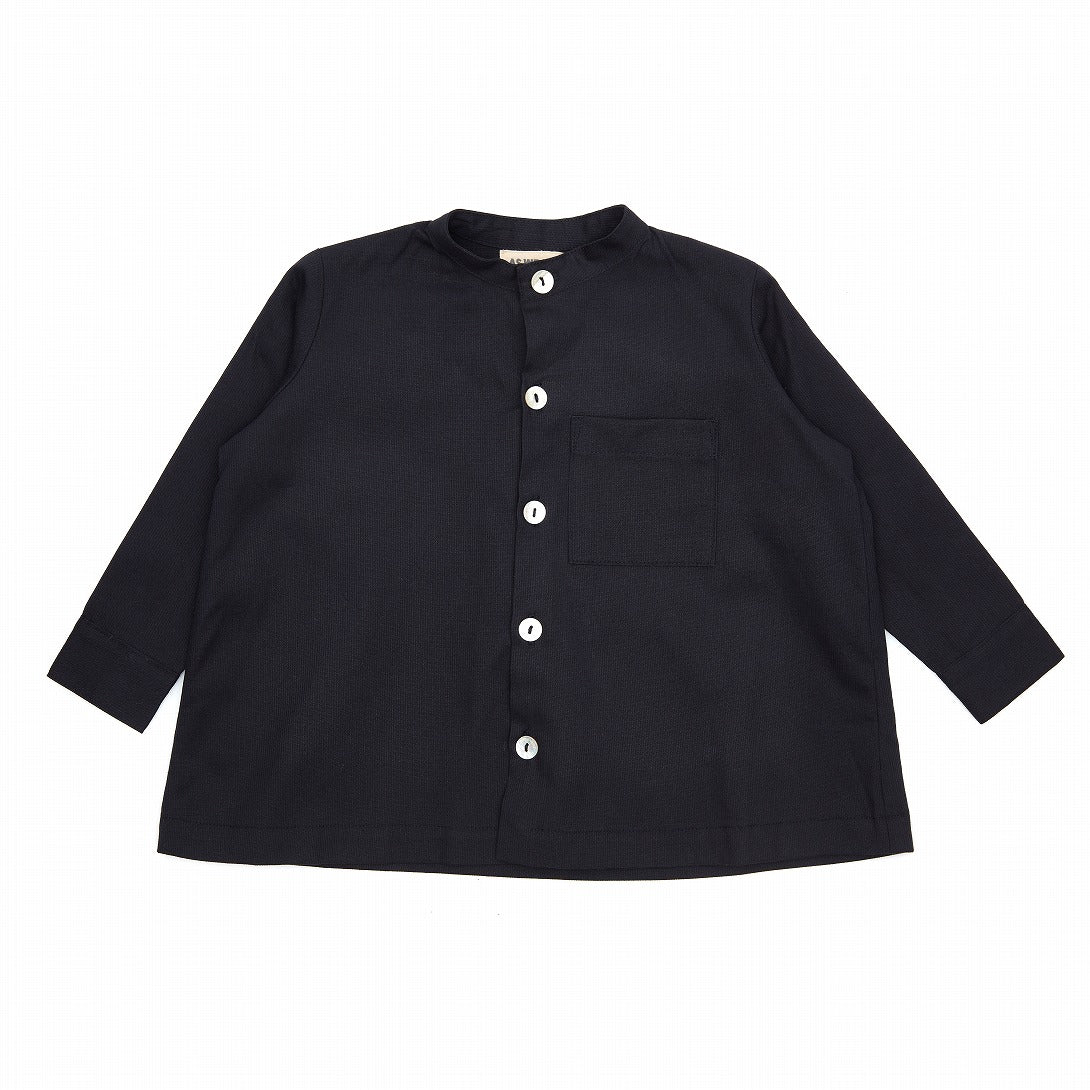 【AS WE GROW】【30%OFF】Collarless Shirt - Handmade Navy 長袖シャツ 3-5y,6-8y  | Coucoubebe/ククベベ