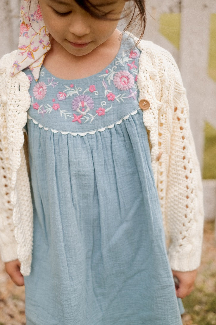 【LOUISE MISHA】【30%OFF】Dress Aria Stone Blue ワンピース 18m,24m,3y,4y  | Coucoubebe/ククベベ