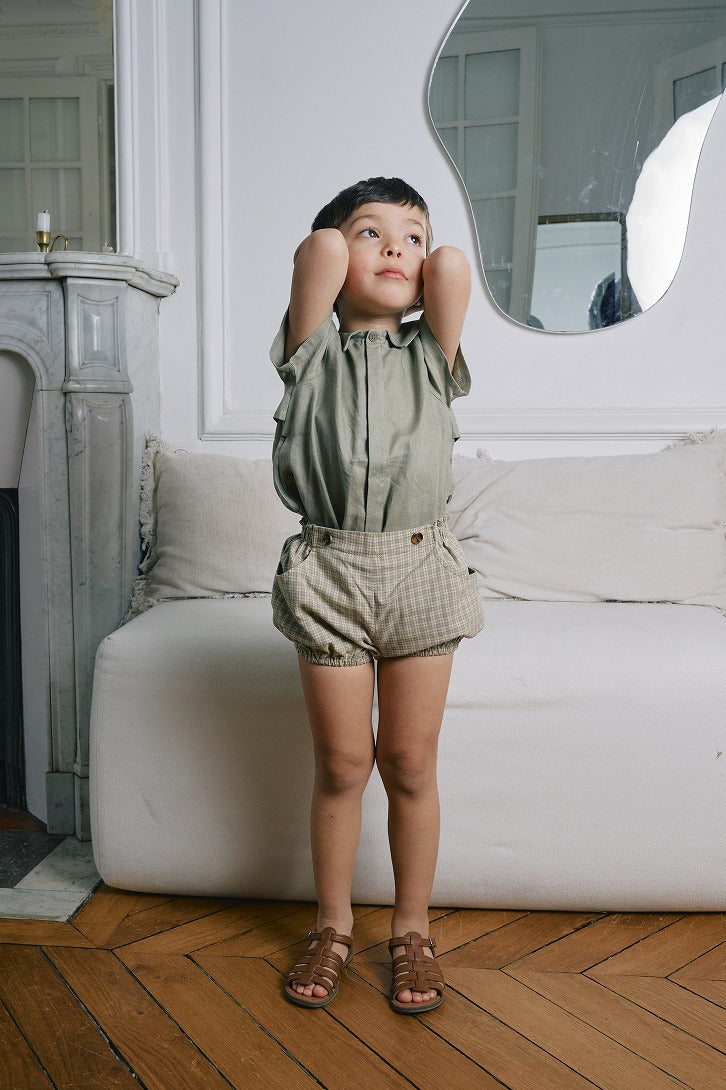 【Maison Marelle】Bloomer straps TERNES check green& caramel ブルマ 12m,18m,24m,36m  | Coucoubebe/ククベベ