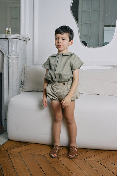 【Maison Marelle】Bloomer straps TERNES check green& caramel ブルマ 12m,18m,24m,36m（Sub Image-10） | Coucoubebe/ククベベ