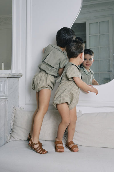 【Maison Marelle】Bloomer straps TERNES check green& caramel ブルマ 12m,18m,24m,36m（Sub Image-13） | Coucoubebe/ククベベ