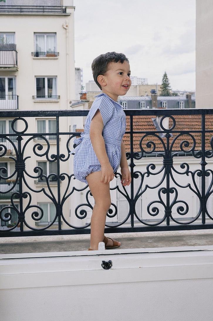【Maison Marelle】【予約】Romper FOCH gingham blue ロンパース 1m,3m,6m,12m,18m,24m,36m  | Coucoubebe/ククベベ