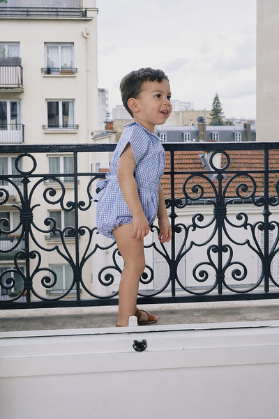 【Maison Marelle】【予約】Romper FOCH gingham blue ロンパース 1m,3m,6m,12m,18m,24m,36m（Sub Image-8） | Coucoubebe/ククベベ